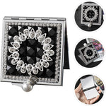 HEALLILY Folding Mirror Compact Cosmetic Mirror Vintage Folding Mini Pocket Makeup Square Double- Sided Travel for Men Women Travel Outdoor Black Portable - Image 9