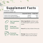 Micro Ingredients Vitamin D3 K2 supplement bottle label details