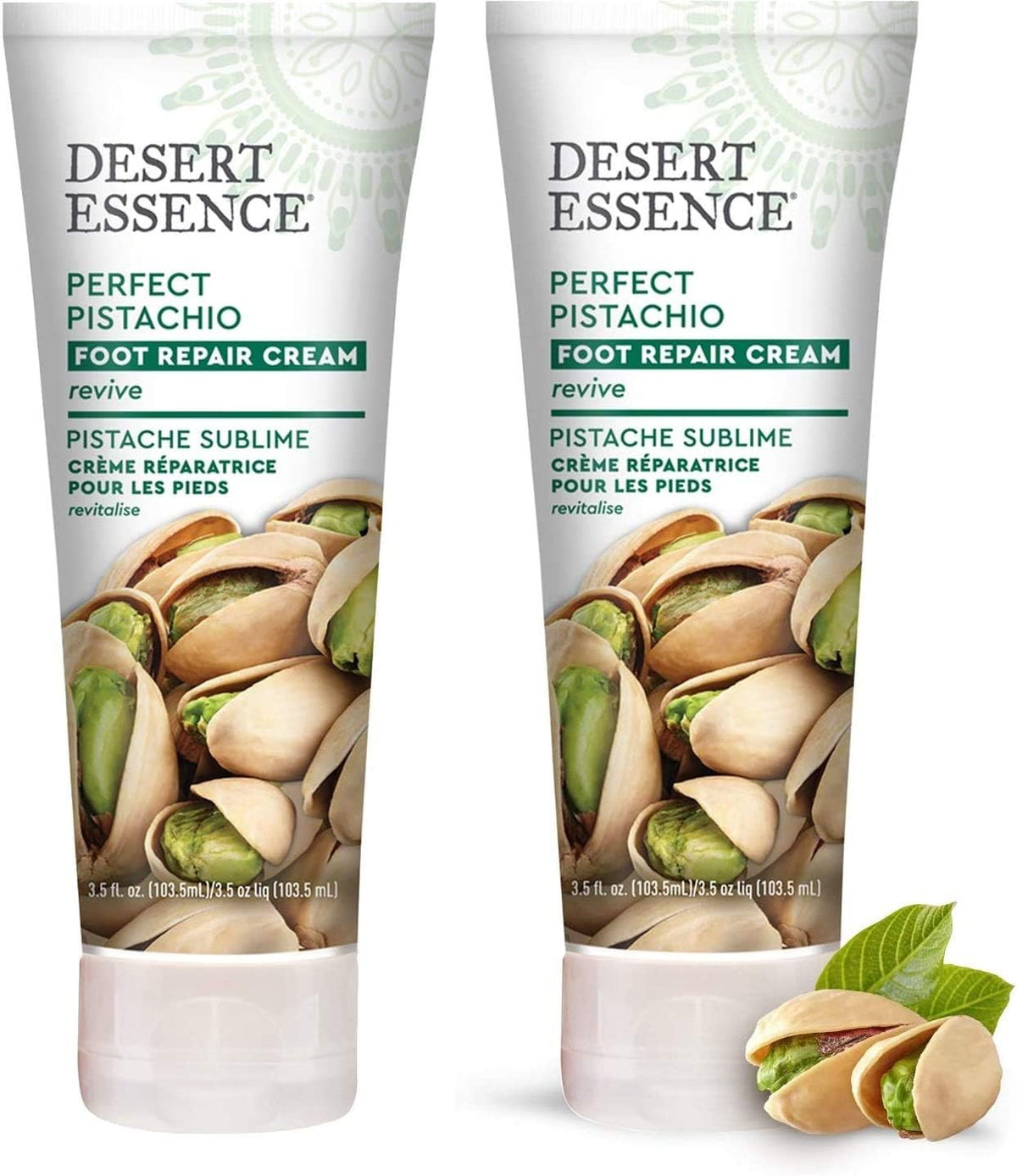 Desert Essence pistachio foot repair cream front view tube packaging