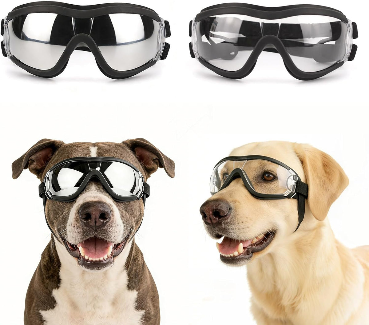 NAMSAN Large Dog Goggles Eye Protection, UV Protection Pet Sunglasses for Dogs Medium to Large Breed, Driving Glasses for Dogs Stick Head Out Car Window, Windproof Dustproof, Adjustable, Clear - Image 9
