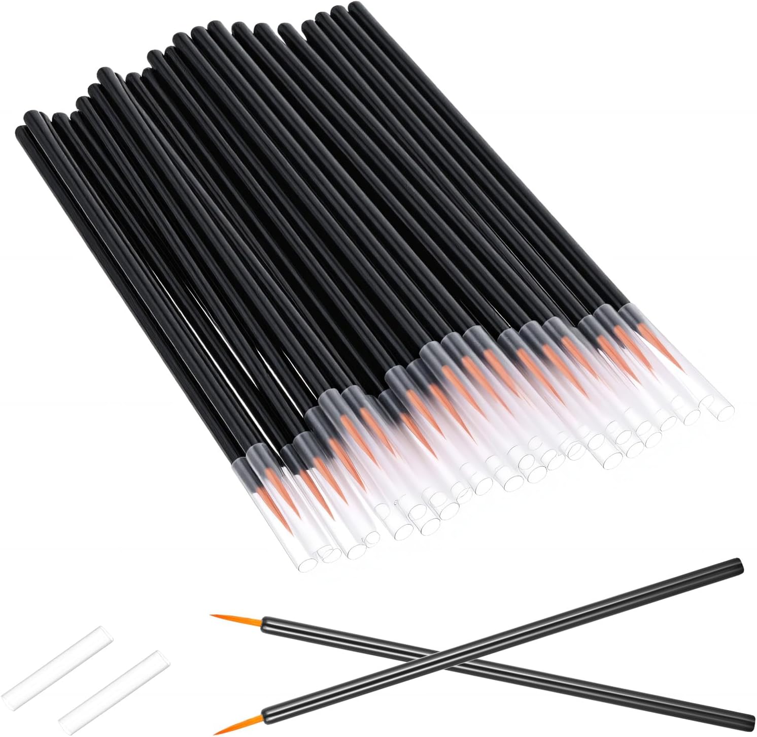 Psiriol disposable eyeliner brush kit front view showcasing premium black handles and ultra fine tips.