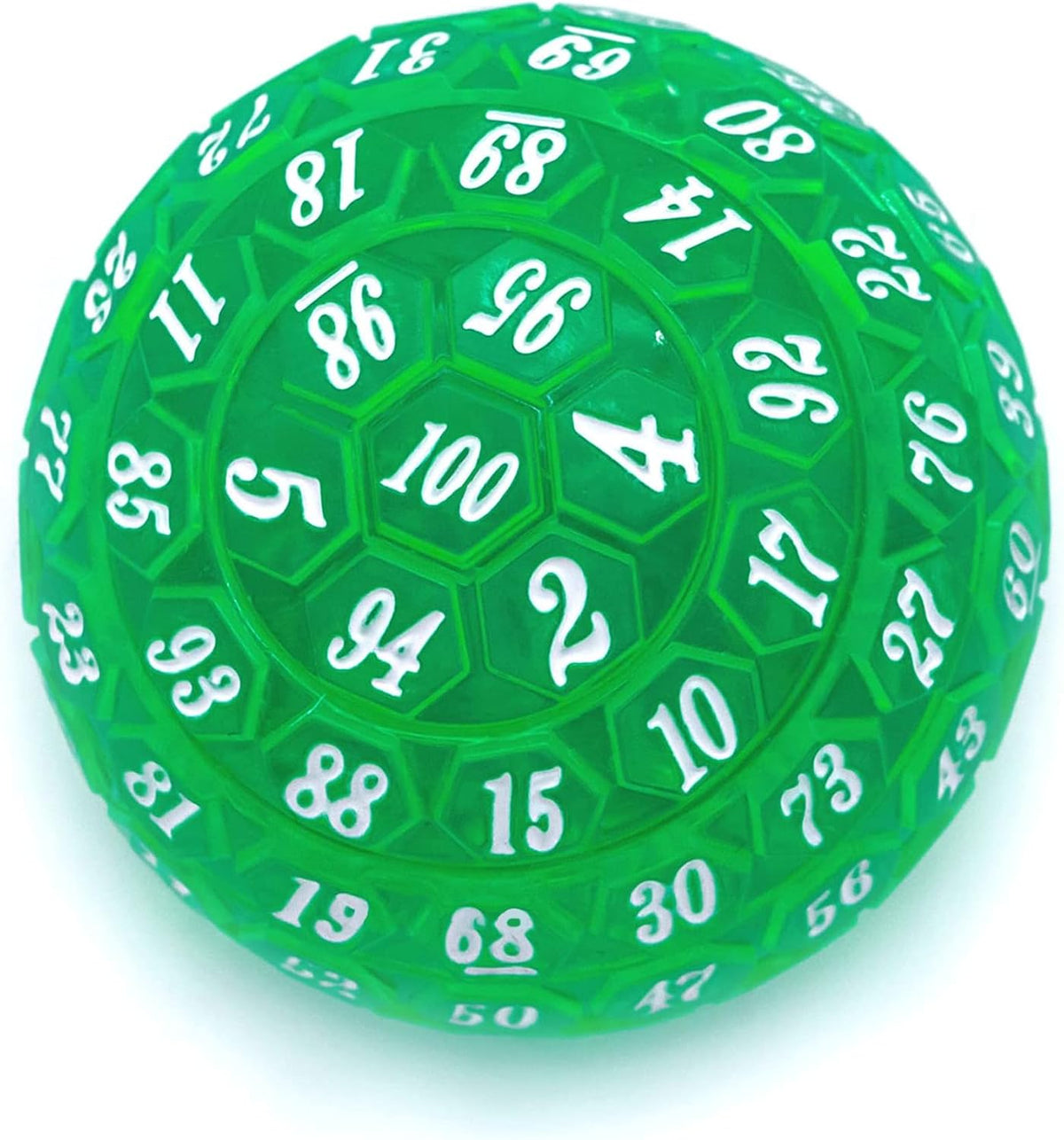 Poludie acrylic game dice displayed on a tabletop gaming surface