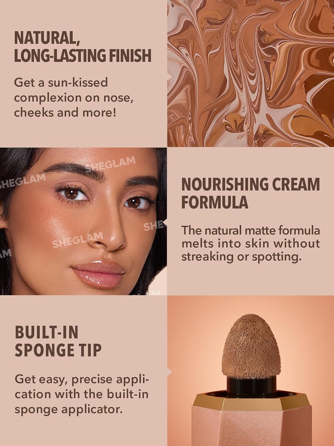 Lifestyle shot of Sheglam Terracotta liquid bronzer bottle