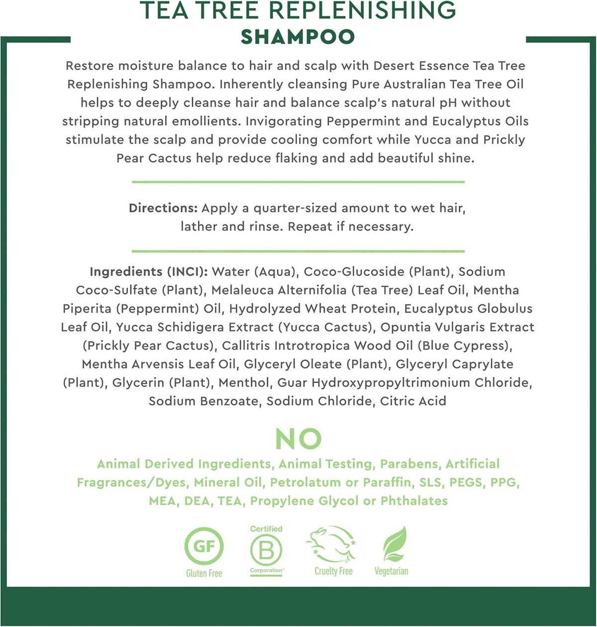 Desert Essence tea tree replenishing shampoo texture demonstration