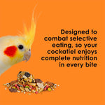 Authentic imported USA pet food packaging highlighting skin and feather support benefits.