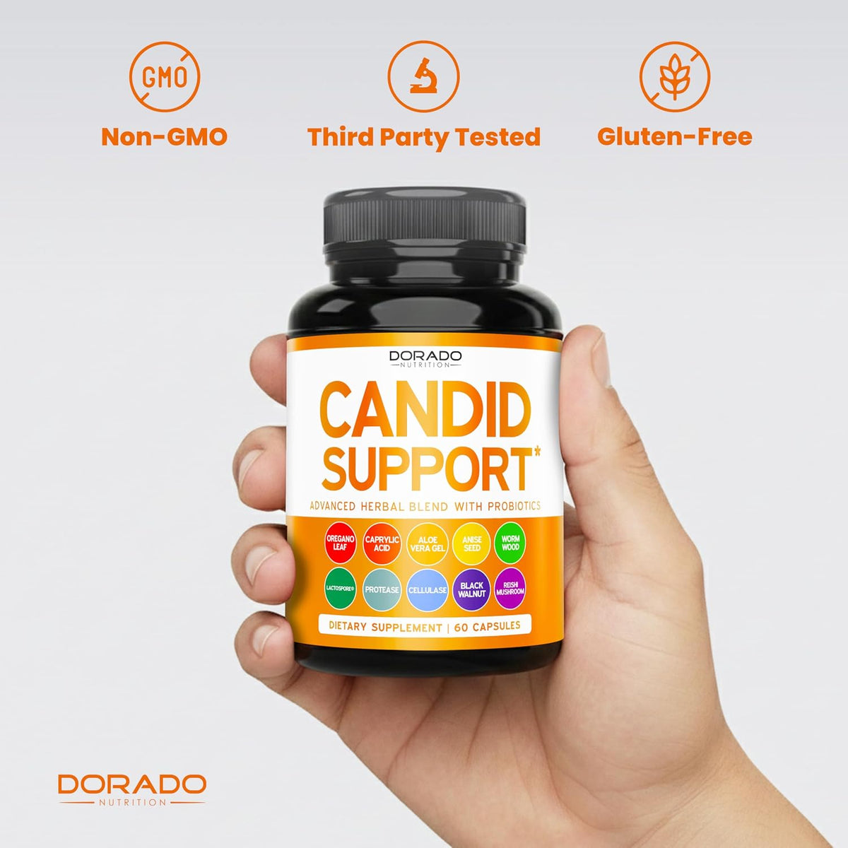 Dorado Nutrition Candida Cleanse 60 count packaging top view