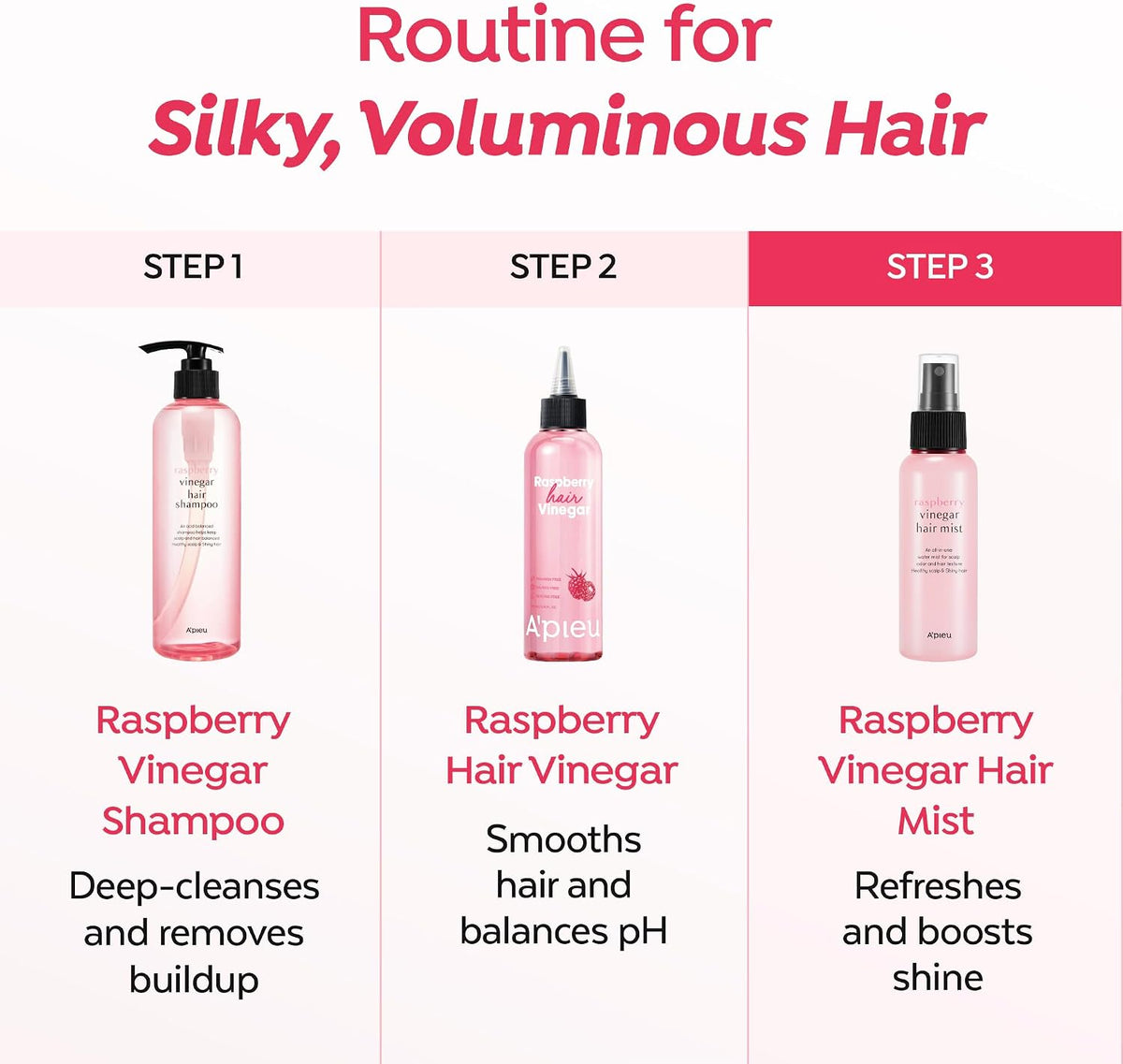 Ingredients list on A'Pieu Raspberry Vinegar Hair Mist bottle