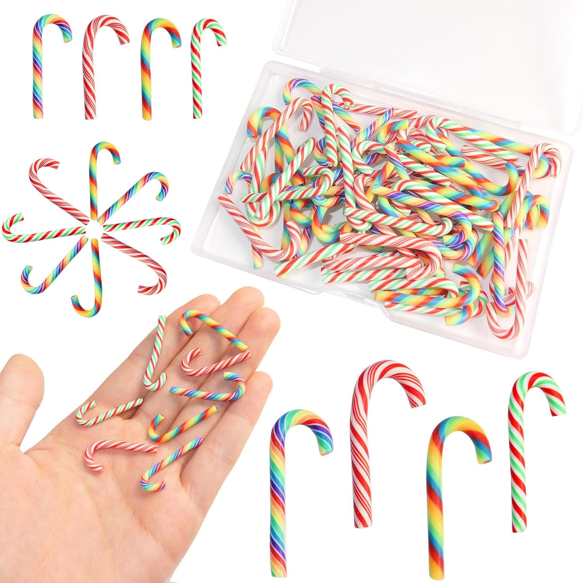 HADDIY Christmas Mini Candy Canes front view of sixty piece pack