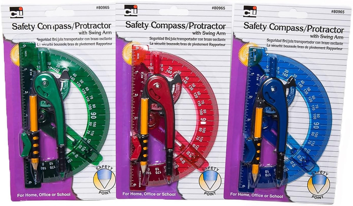 Charles Leonard safety compass and protractor combo front view