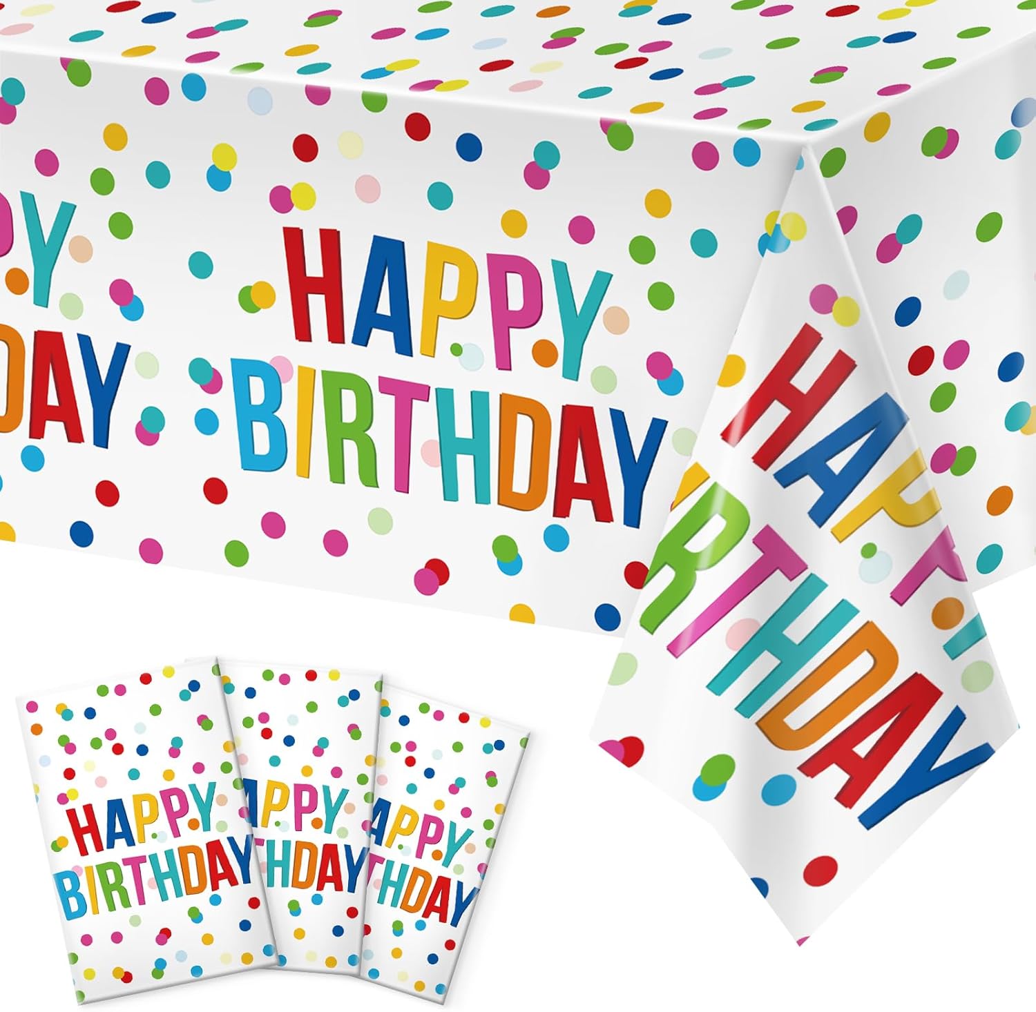 Miucat 3 Piece Birthday Tablecloth set front view