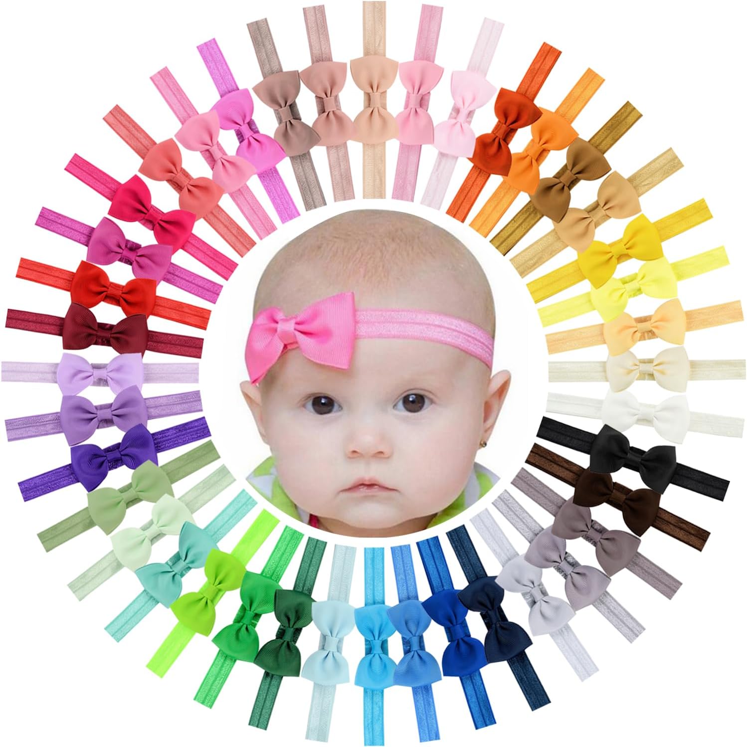 WillingTee 40 pieces baby girls headbands front view