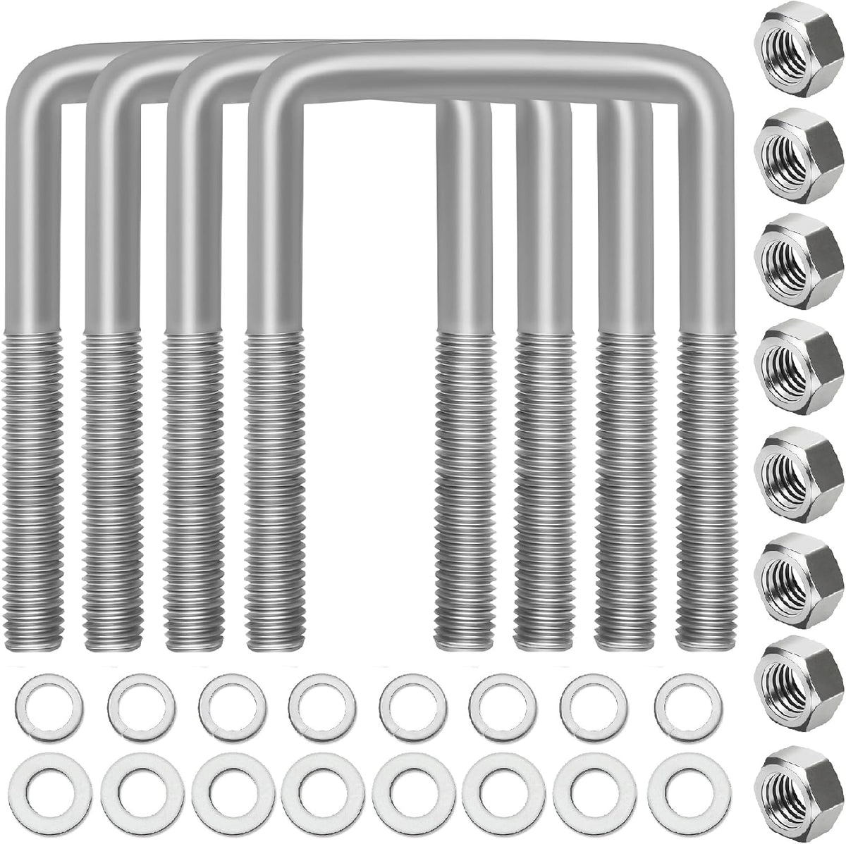 4 Sets 304 Stainless Steel Square U Bolt,U Bolts 3 inch Wide,1/2" D x 3-1/16" W x 5-5/16"L U-Bolts for Boat Trailer with Nuts and Washers, for Automobiles Trailer, Ski Boat - Image 11
