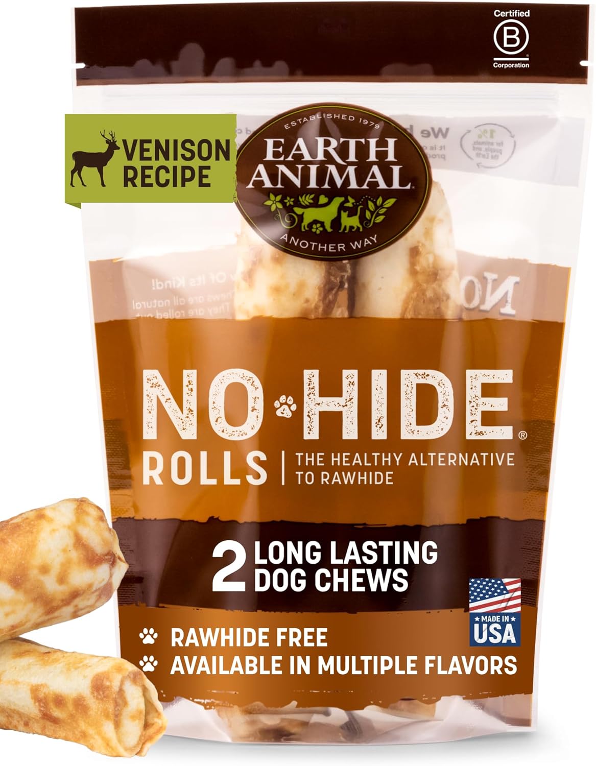 Earth Animal No Hide Chews - from the Grill Rolls Grilled Cheese Vegetarian Flavor Rawhide Free Medium Dog Chews - 3 Count - Image 11