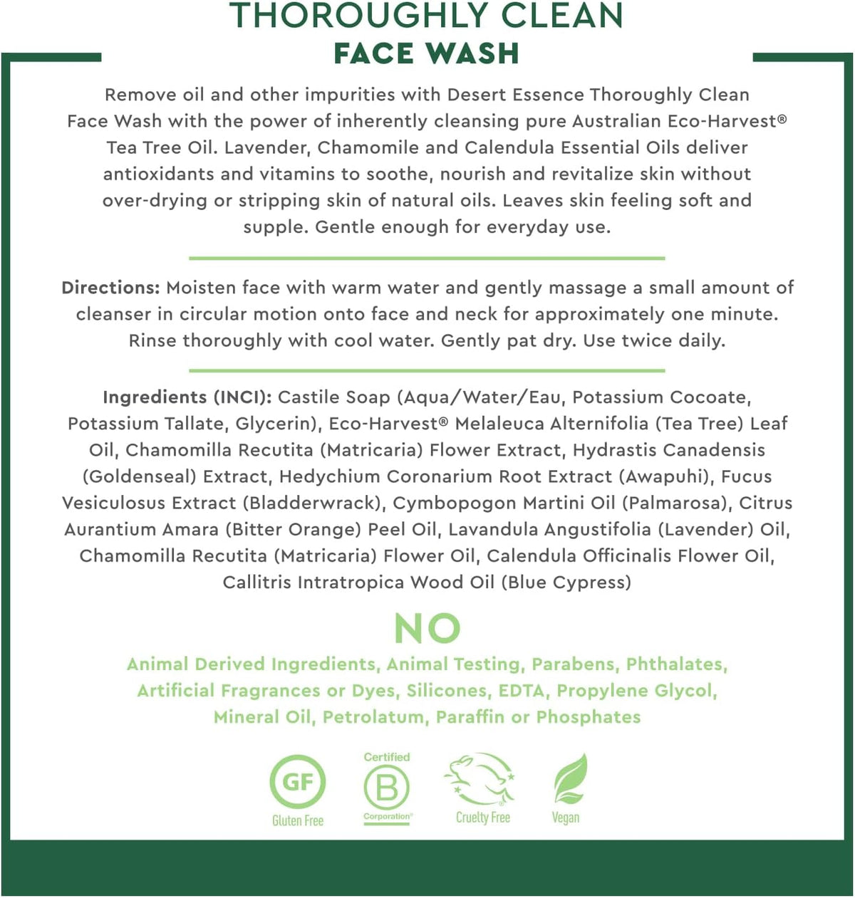 Desert Essence Thoroughly Clean Face Wash pump dispenser close-up