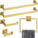 Lava Odoro brushed gold 5 piece bathroom hardware set front view