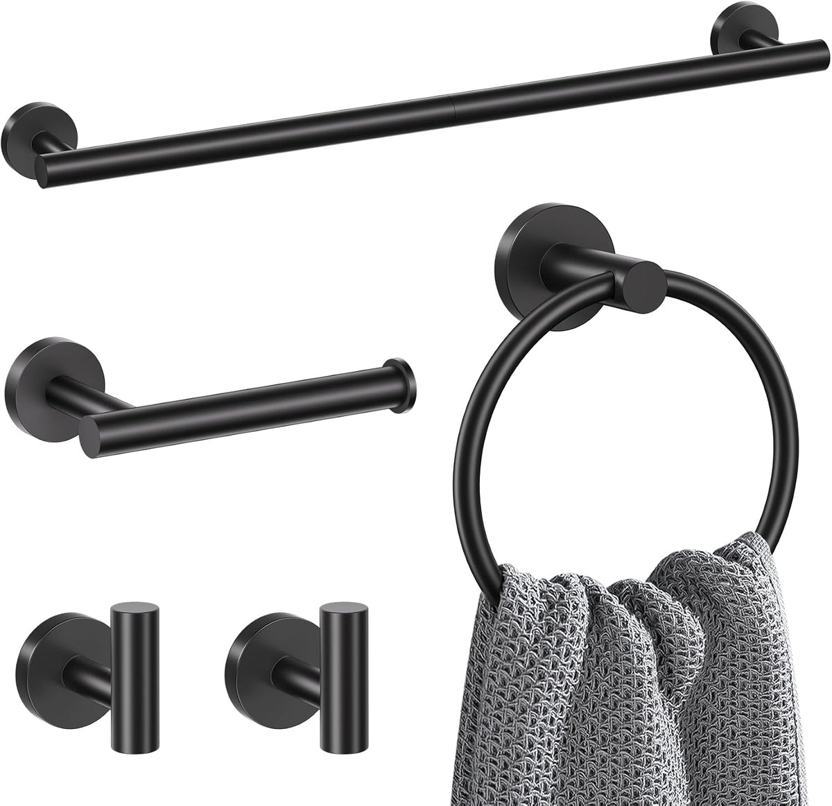 Lairuier 5 Pieces Brushed Gold Bathroom Accessories Set, 23.6 Inch Bath Towel Bar Set, SUS304 Stainless Steel Bathroom Hardware Set Round Toilet Paper Holder Set Wall Mounted - Image 10