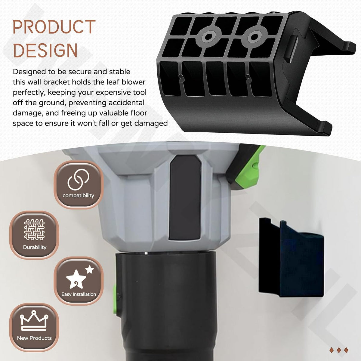 Side angle of heavy duty wall bracket for garage organization