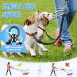 Shock absorbing bungee lead splitter for two medium and large dogs