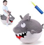 iPlay iLearn Bouncy Pals white shark hopper ball toddler ride on toy front view