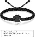 Adjustable braided rope urn bracelet for dog and cat ashes