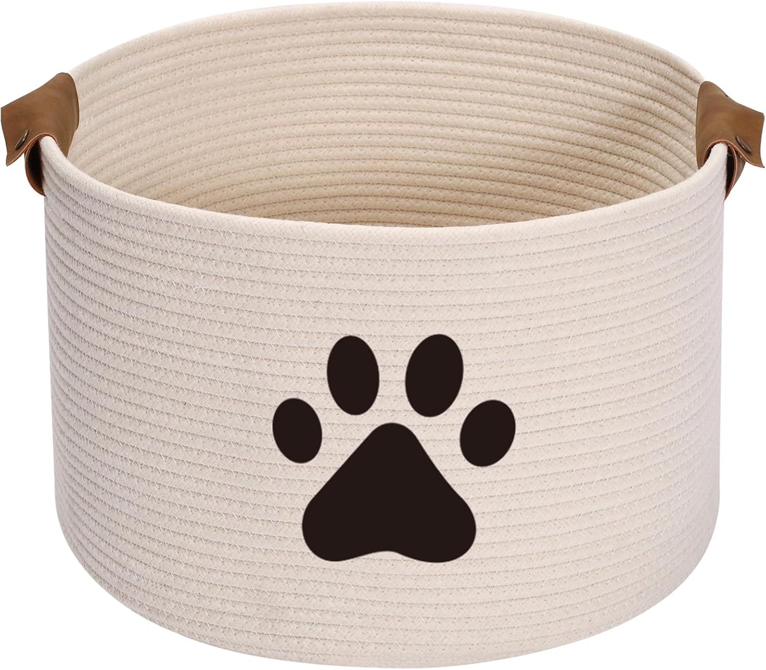 Morezi cotton rope pet toy storage bin front view