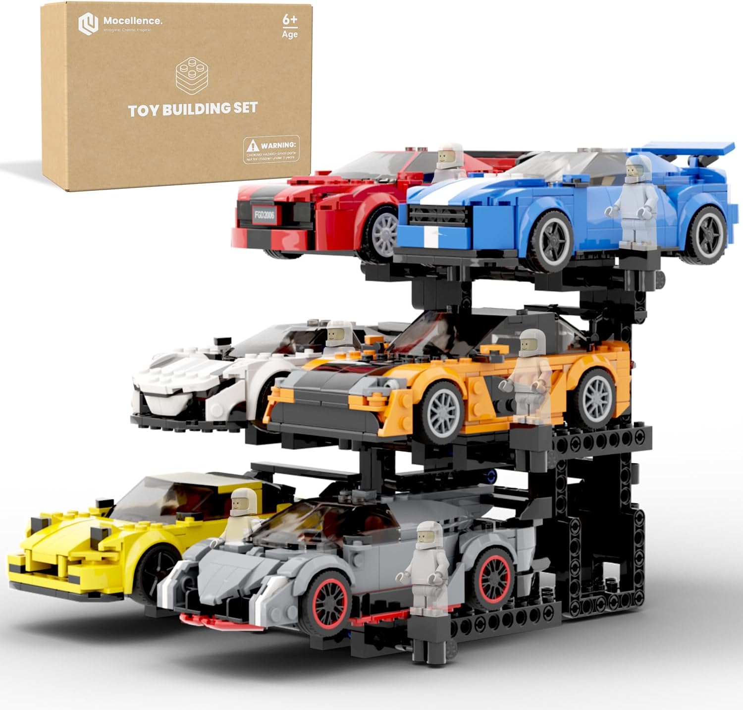 Mocellence 3-layer display stand for Lego cars front view