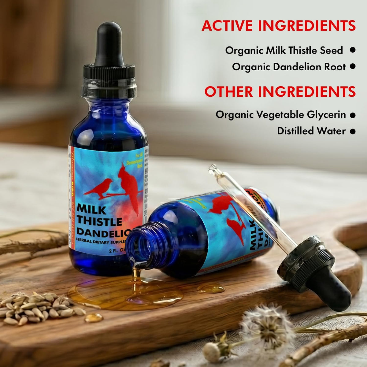 Morning Bird alcohol free bird health supplement with dropper applicator