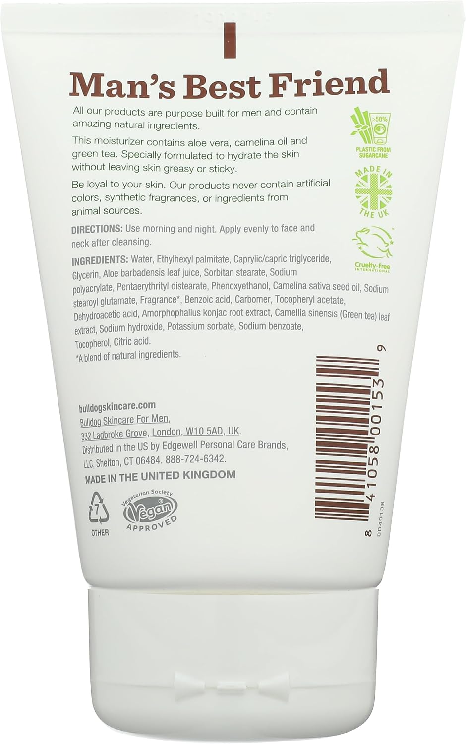 Bulldog skincare 3.3 fluid ounce tube packaging