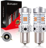 AUXLIGHT 7507 BAU15S LED turn signal bulbs front view displaying the premium amber SMD chips