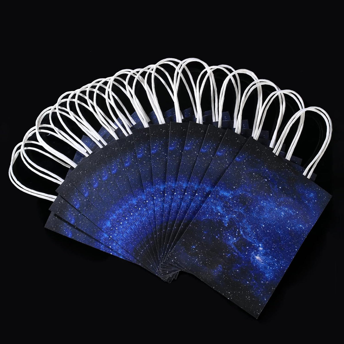 Pack of 16 planet design favor bags laid out flat