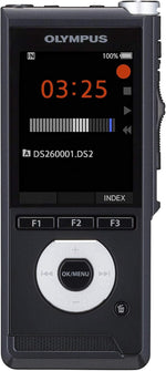 Olympus DS-2600 digital dictaphone showing SD card slot and ports