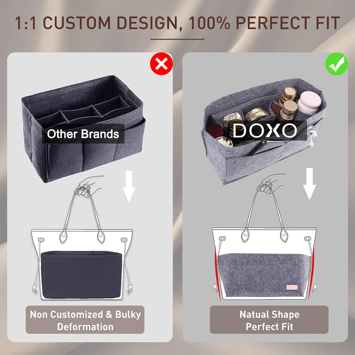 Doxo 2-piece set featuring organizer insert and base shaper pad