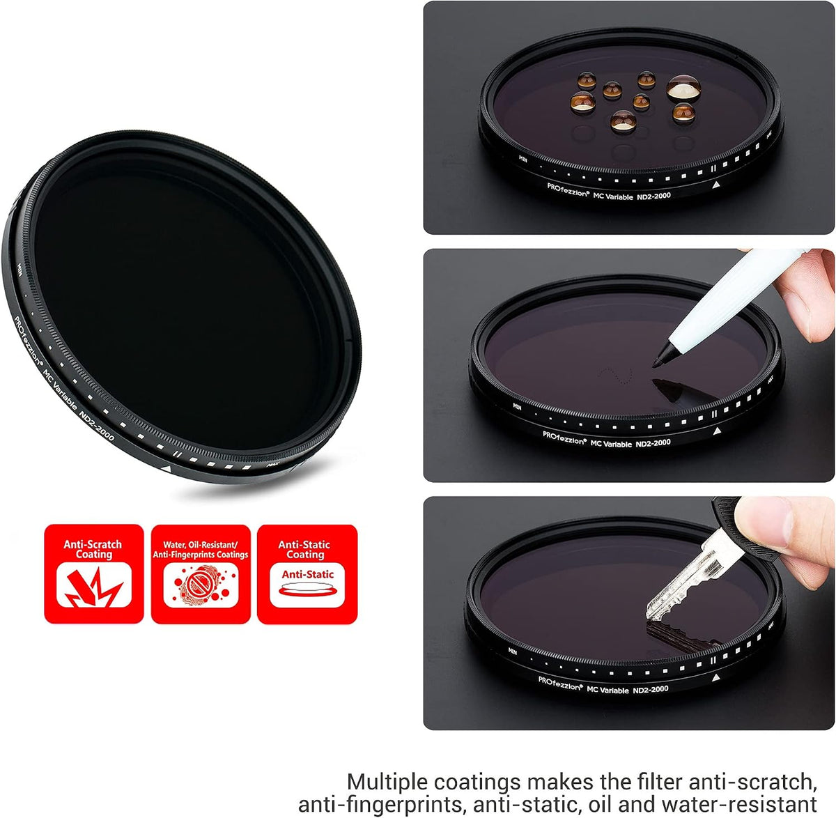 PROfezzion 62mm variable ND filter thread size detail