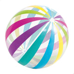 Intex Inflatable Jumbo Beach Ball front view showing multi color transparent striped pattern