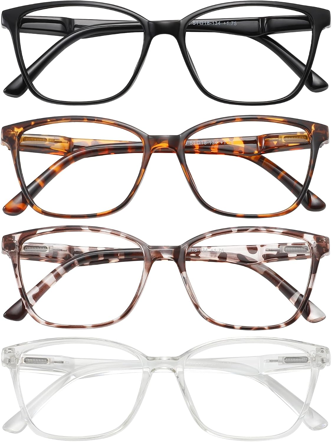 Przene 4 pack blue light blocking reading glasses front view