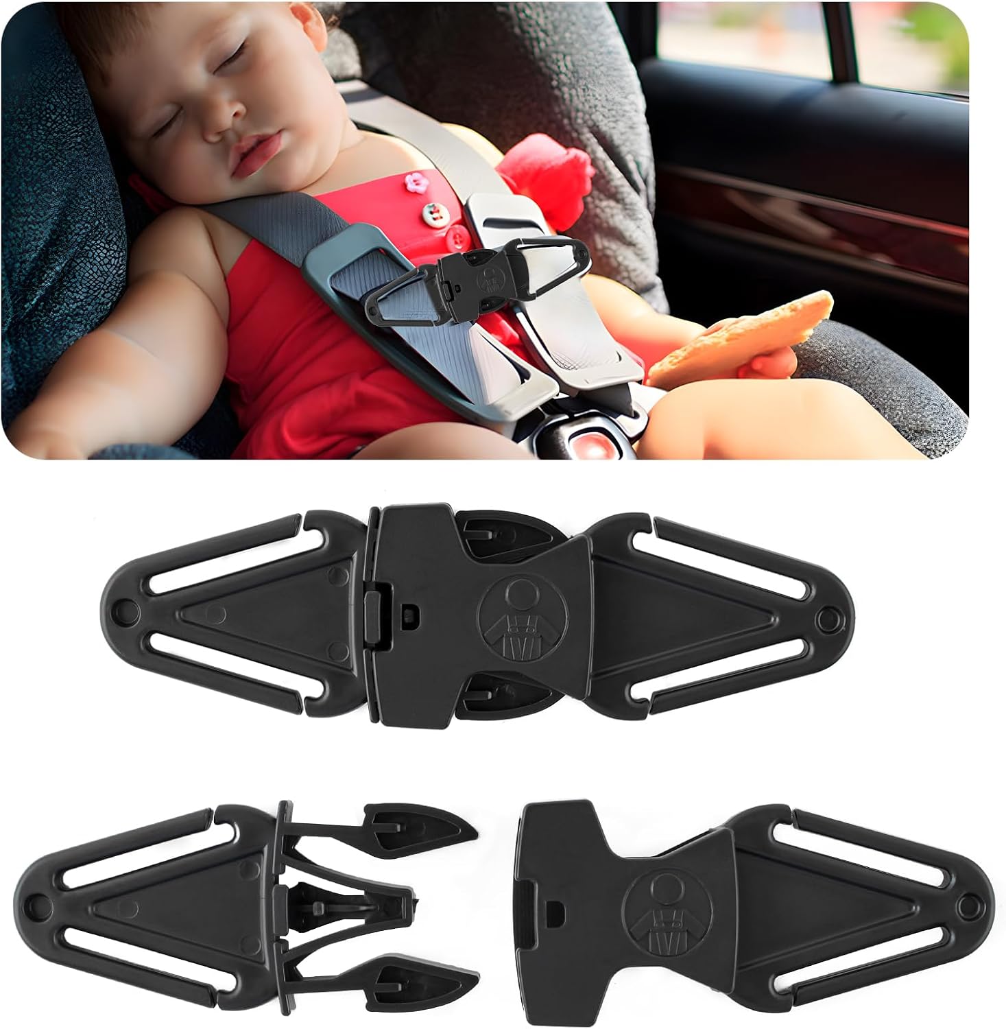 Qopahi anti escape safety clip baby harness chest strap lock front view for stroller safety