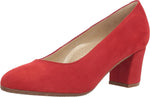 Eric Michael Abby red suede sandal front view for women