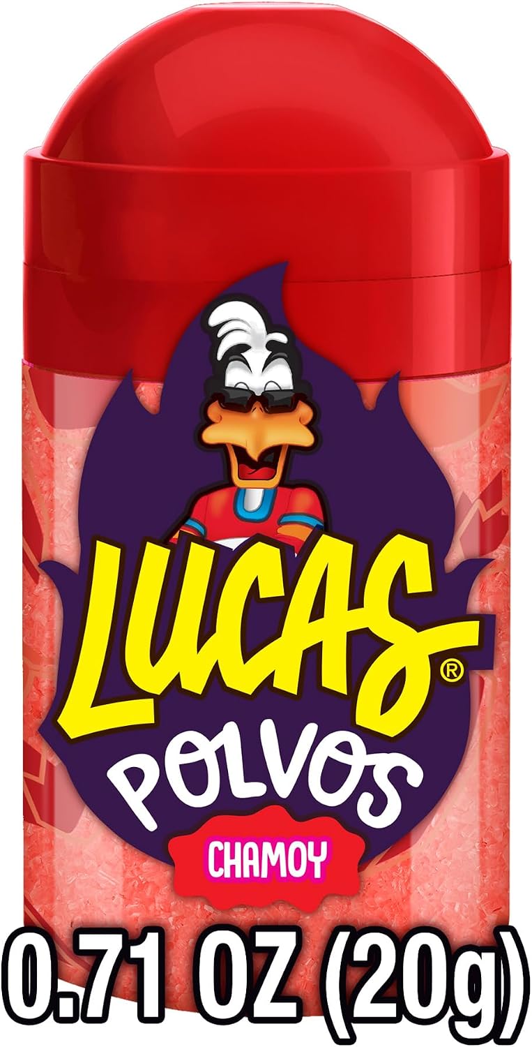 Authentic USA imported Lucas chamoy powder mix for fresh fruit seasoning.