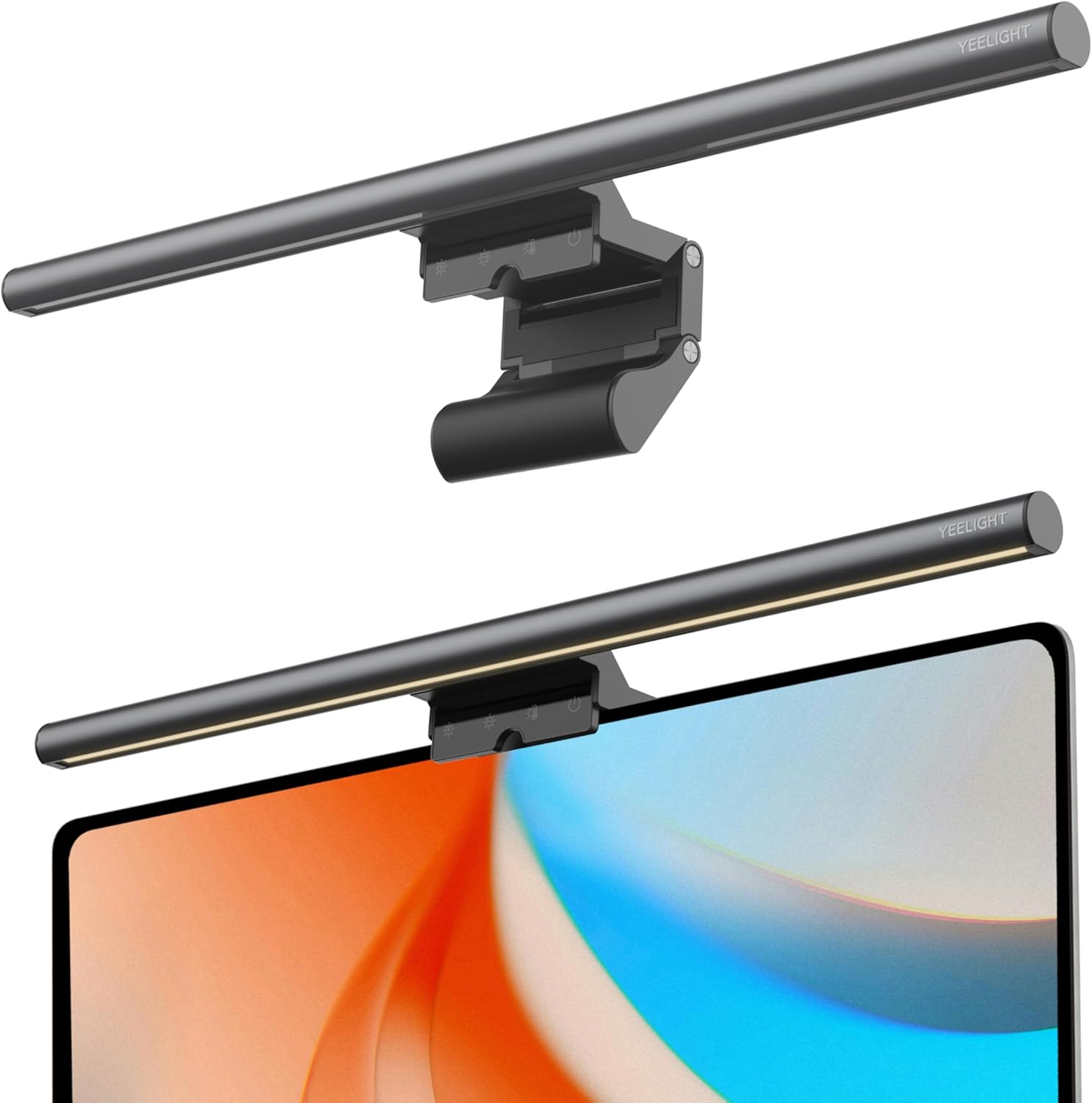 YEELIGHT Monitor Light Bar front view mounted on a computer screen for eye care