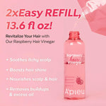 Close up of A'Pieu Raspberry Hair Vinegar label and ingredients
