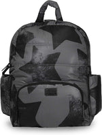 7 A.M. diaper bag backpack front view in Stella Grand print
