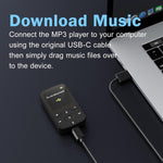 RUIZU sports MP3 player showing microSD card storage expansion slot