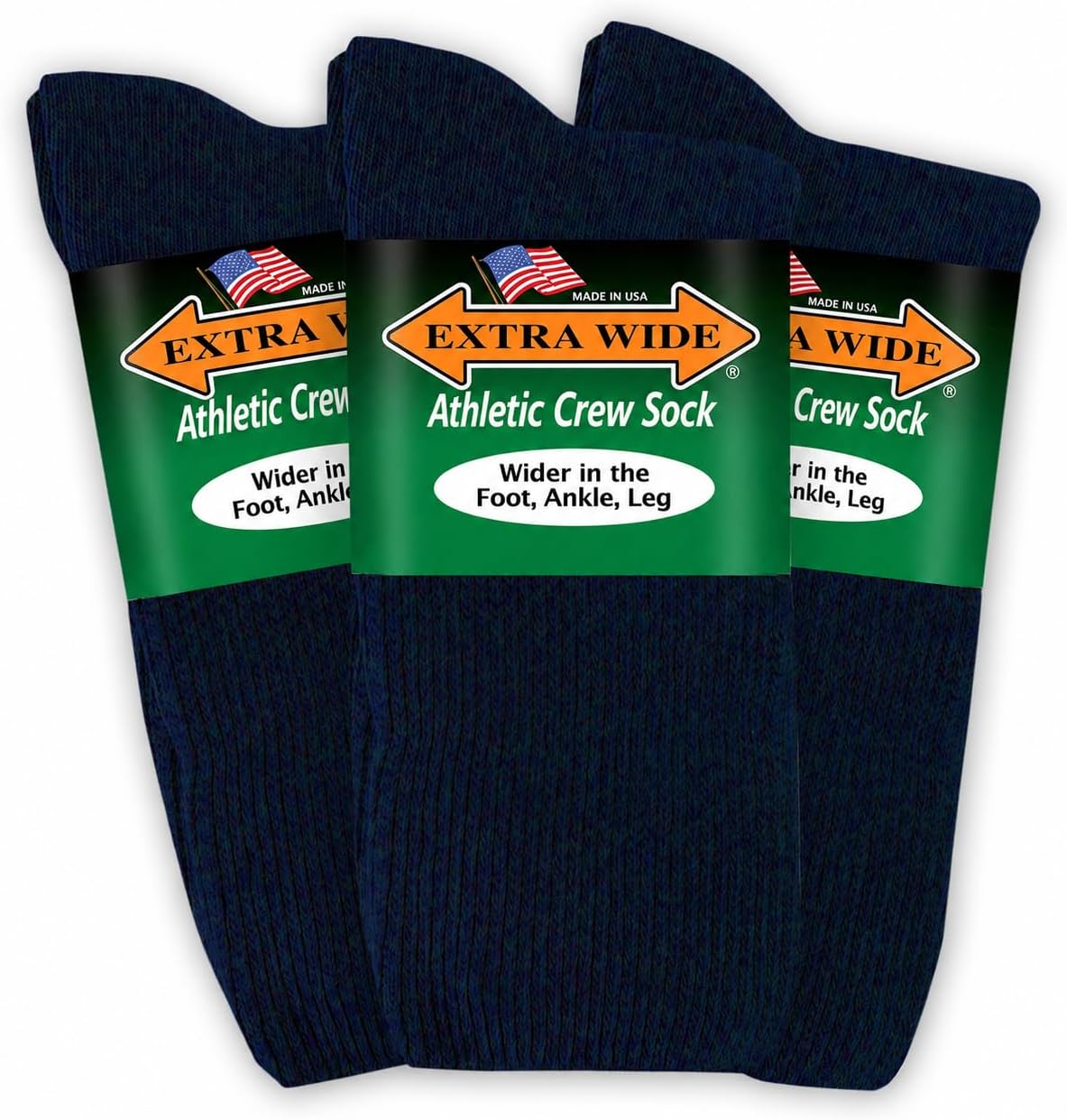 Extra-Wide Sock Company extra wide athletic crew socks front view