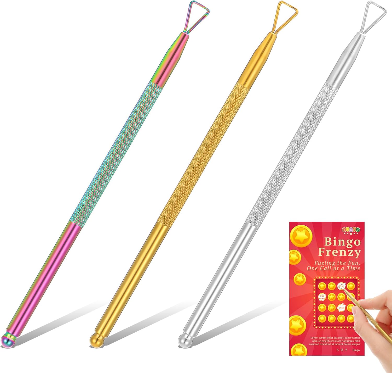 Eslinop 3 Pieces Lottery Ticket Scratcher Tool Set front view