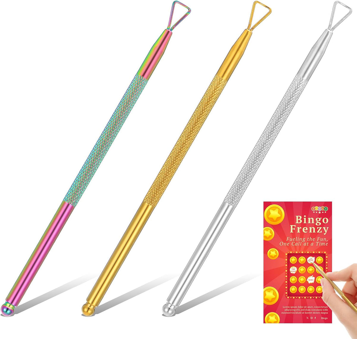 Eslinop 3 Pieces Lottery Ticket Scratcher Tool Set front view