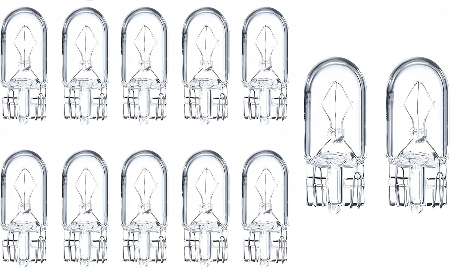 Kadiby 12 pack 2825 bulb front view showing transparent glass design