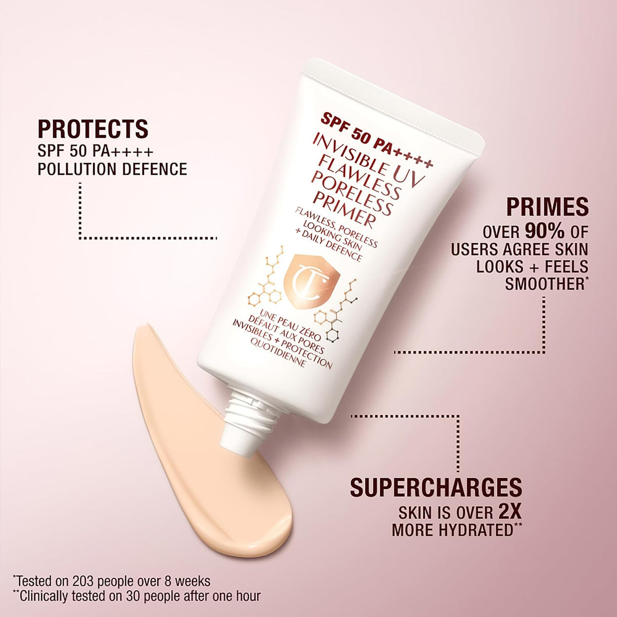 Hydrating pore blurring makeup primer by Charlotte Tilbury with hyaluronic acid