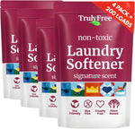Truly Free Fabric Softening Conditioner 4-pack refills front view plant-based laundry care.