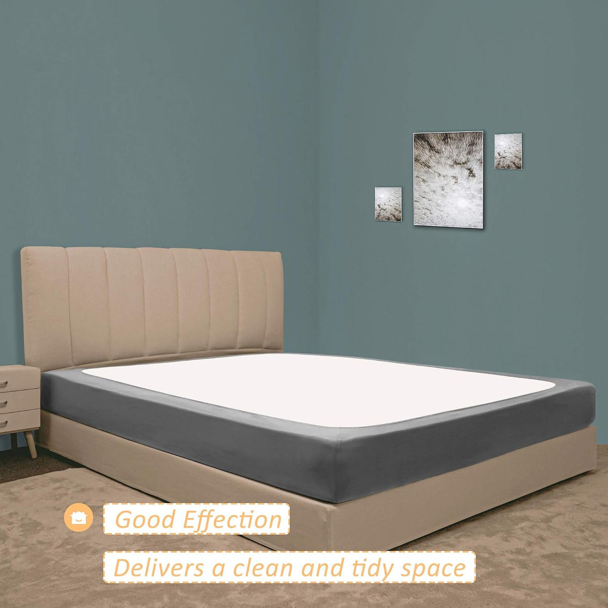 Twin XL size compatible box spring wrap in gray