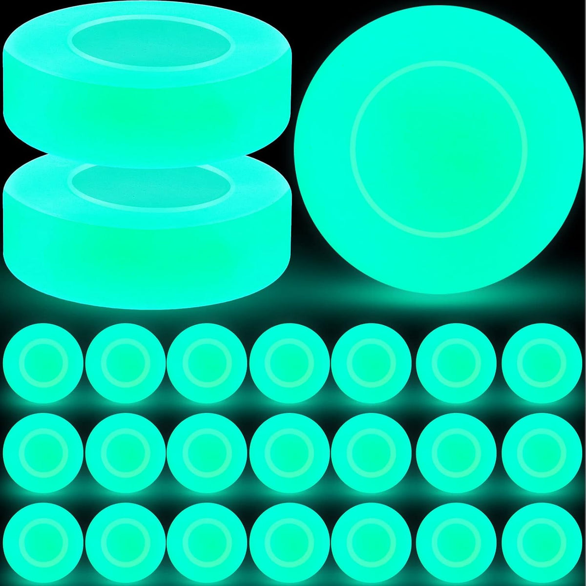 Deekin glow in the dark street hockey pucks front view